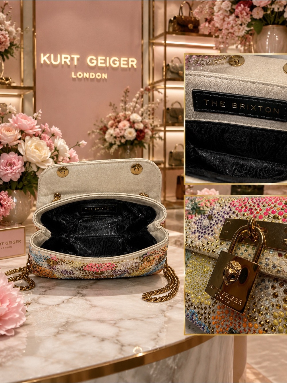 Kurt Geiger Crystal-Embellished Multicolor Shoulder Bag - Picture 4 of 4